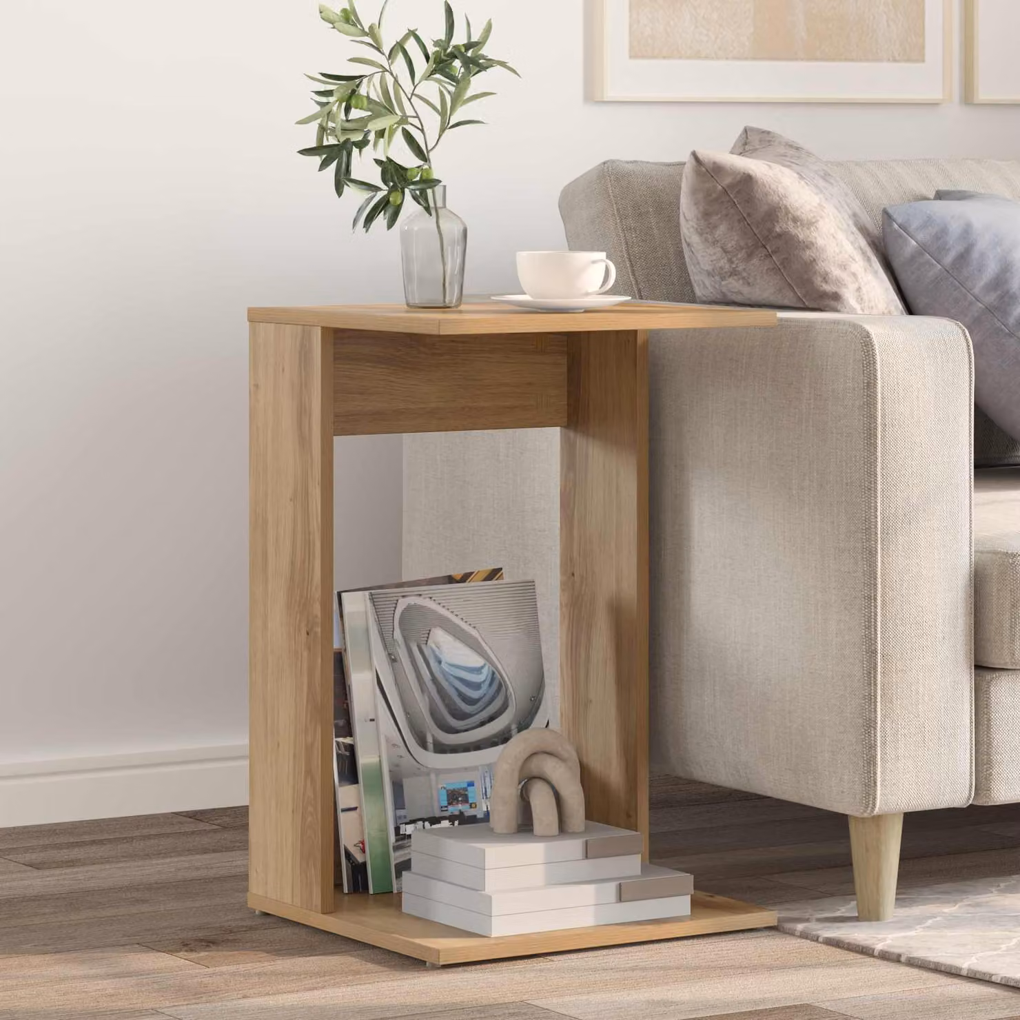 vidaXL Tavolo laterale moderno in rovere color marrone L 40 cm, P 38 cm, H 62,5 cm