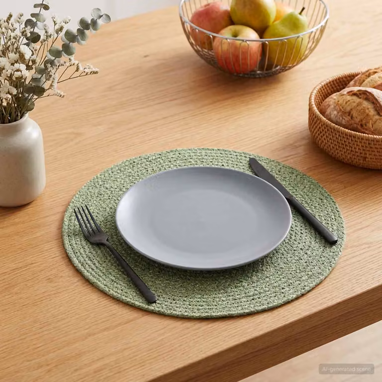 Set di 4 sottobicchieri rotondi vidaXL in juta verde oliva