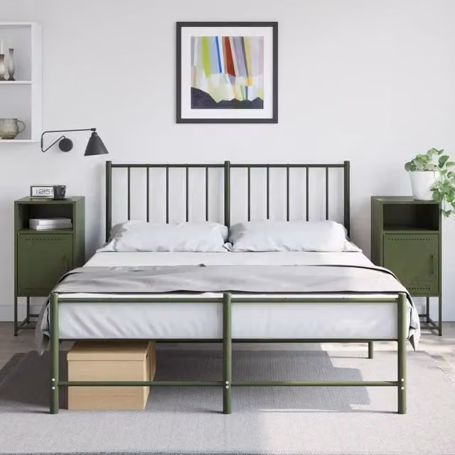 Set di 2 comodini Design Mania in metallo verde opaco, modello da parete L/P/H: 36 x 39 x 78 cm – 1