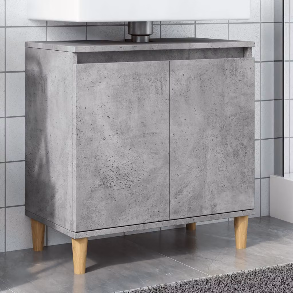 Mobile Lavabo vidaXL Grigio Cemento in Legno Multistrato L: 58 cm, P: 33 cm, H: 60 cm