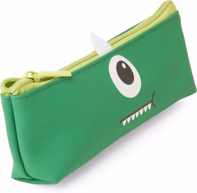 Astuccio scolastico Monster Dmail verde con chiusura zip in poliestere e plastica, L: 21,0 cm, P: 6,5 cm, H: 6,5 cm