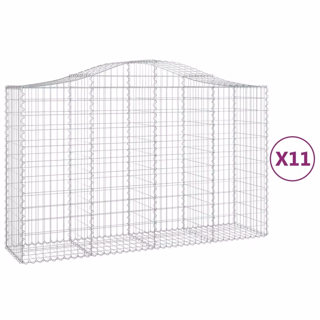 Cesti Gabbioni ad Arco 11 pz 200x50x120/140 cm Ferro Zincato