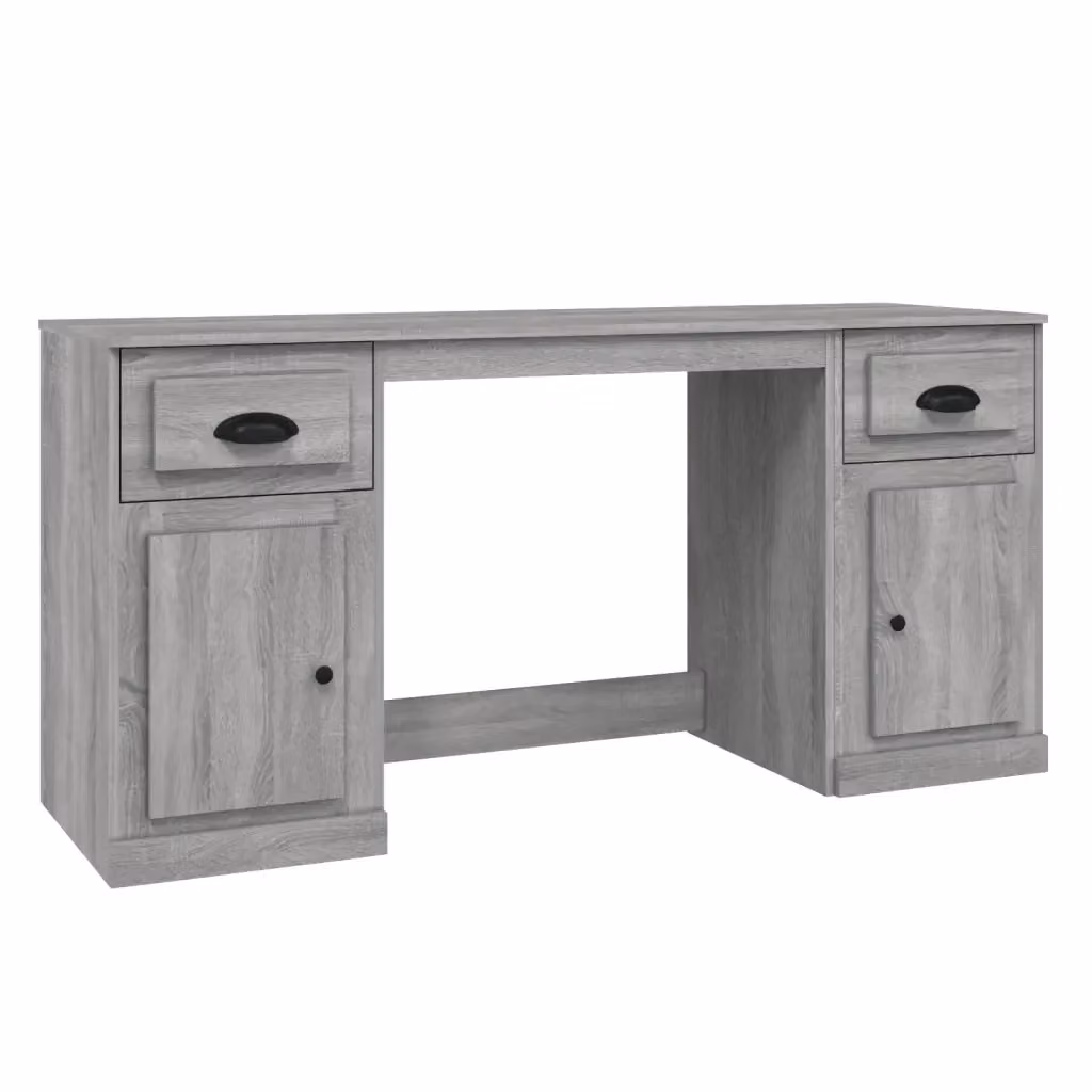 Scrivania moderna con armadietto vidaXL in legno grigio, L: 154,5 cm, P: 50,0 cm, H: 75,0 cm – 2