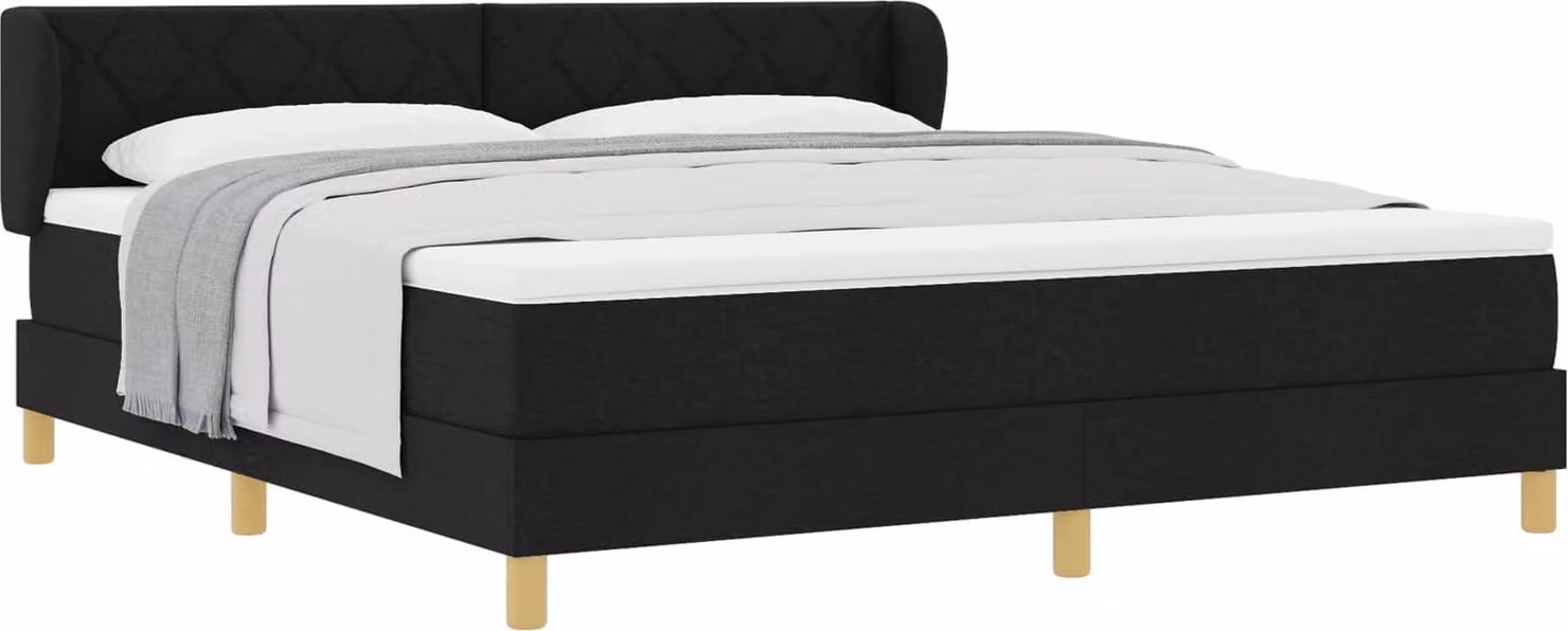 vidaXL Letto a molle con materasso nero 180 x 200 cm in tessuto