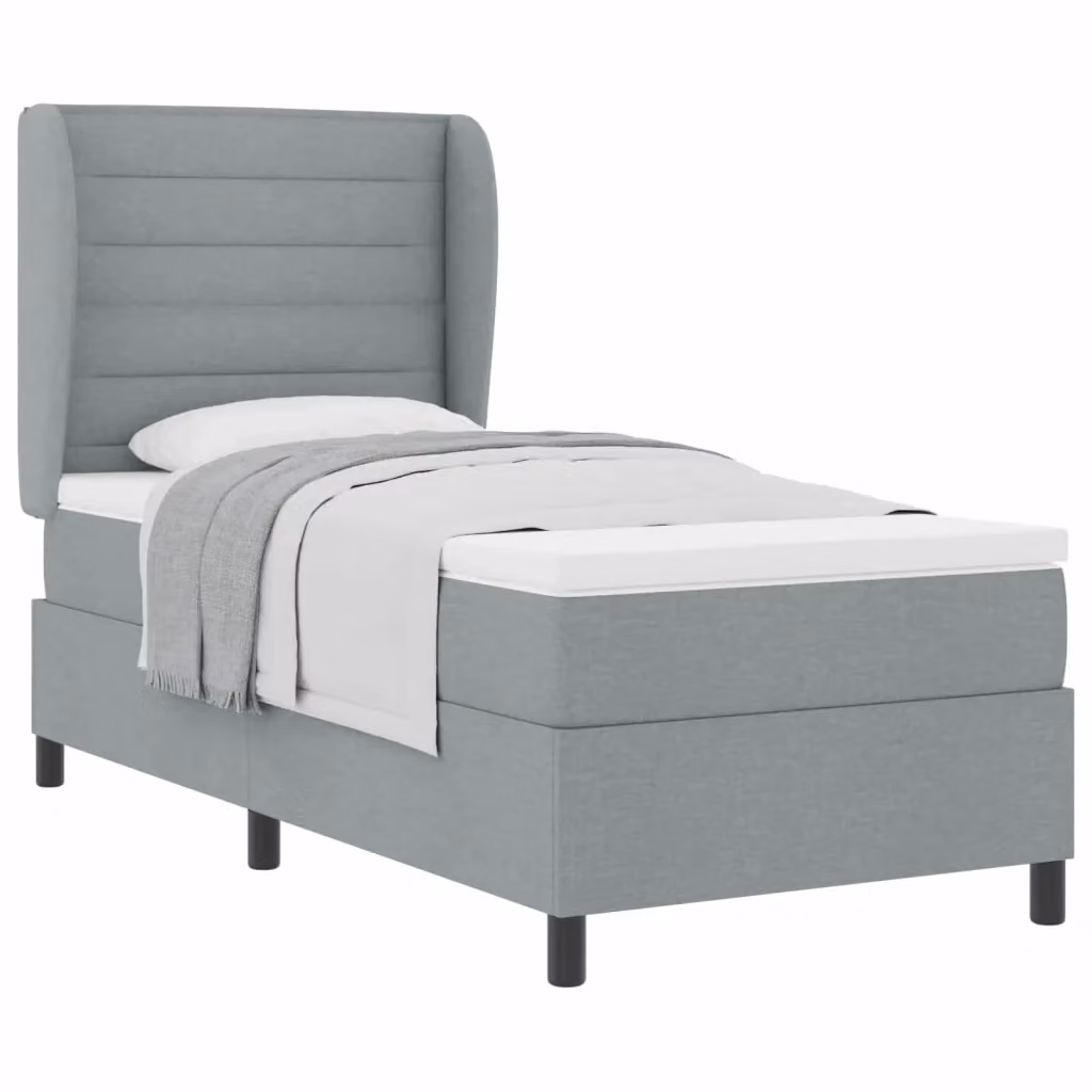Letto a molle moderno con materasso imbottito vidaXL in tessuto grigio L/P: 90 x 190 cm – 2