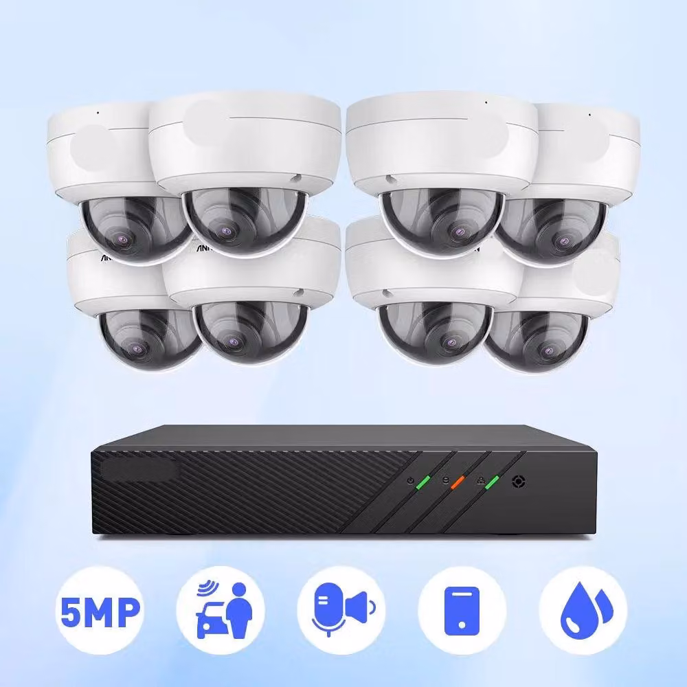 Sistema di videosorveglianza - Telecamera da 5MP - Registratore video in rete (NVR) - Tecnologia PoE - Per uso esterno - Grado di protezione IP67 (resistente all'acqua)