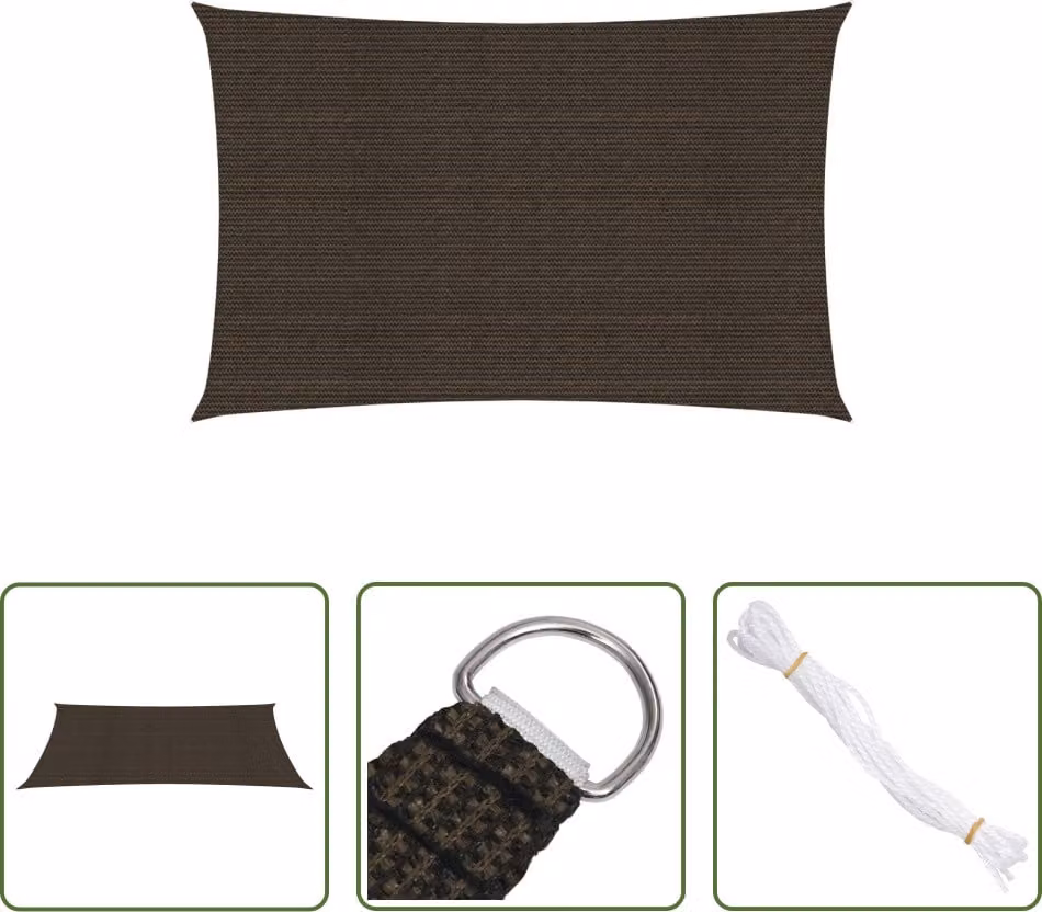 The Living Store Tenda da sole 160 g/m² Marrone 3x6 m HDPE