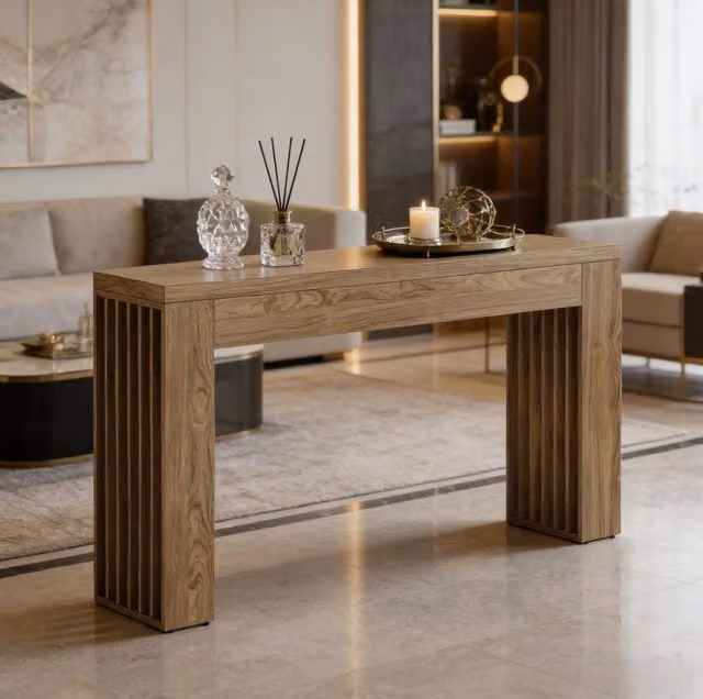 Tavolo consolle in MDF con finitura effetto legno, 150 cm, stile rustico