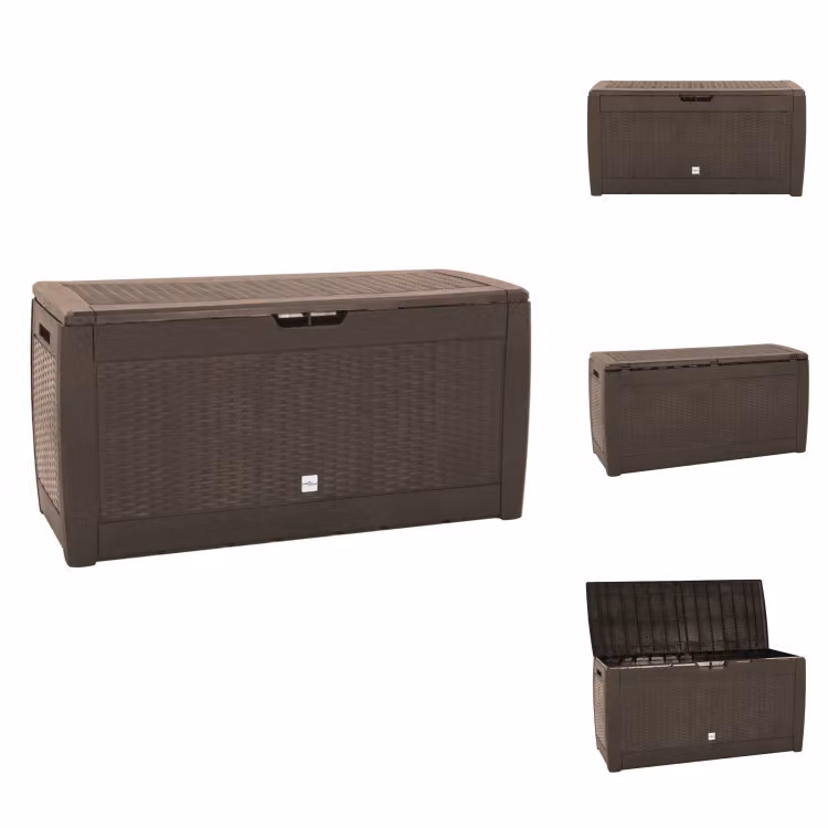 vidaXL Cassapanca da giardino marrone 119x48x60 cm in polipropilene - Cassette da giardino