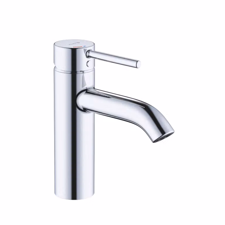 KLUDI BOZZ Mitigeur monocommandé pour lavabo, hauteur de bec 100mm, sans garniture d'écoulement, EcoPlus, 381980576WR4, 381980576WR4