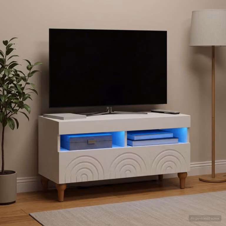 Mobile TV LED vidaXL ALKMAAR Bianco L: 81 cm, P: 35 cm, H: 43 cm