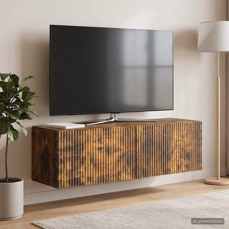 Mobile Porta TV da Muro vidaXL Moderno in Rovere Fumo, L 98 x P 31 x H 30 cm
