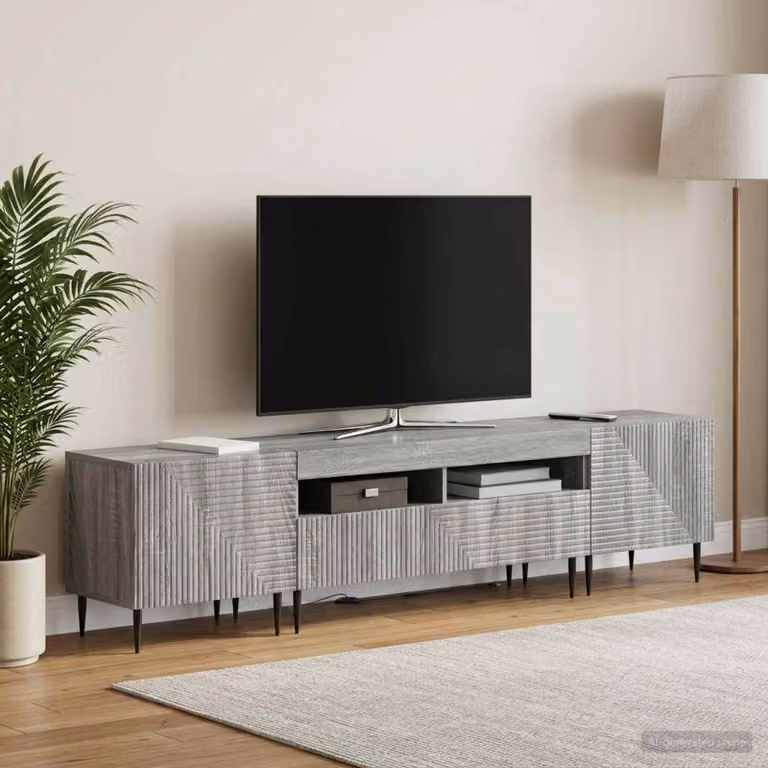 Mobile TV LED vidaXL in legno ingegnerizzato Sonoma grigio per soggiorno