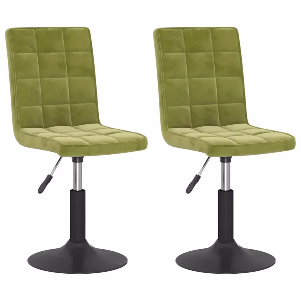 Set di 2 sedie da pranzo girevoli vidaXL in velluto verde chiaro con struttura in metallo e plastica, design moderno per soggiorno o sala da pranzo – 2