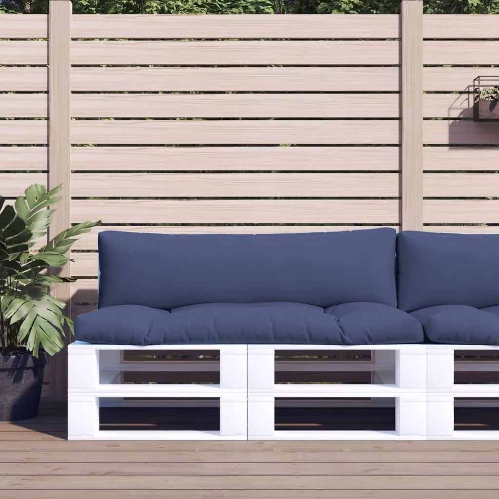 Set di 2 cuscini per pallet vidaXL in tessuto Oxford blu, impermeabili e traspiranti, forma rettangolare 110 x 110 x 10 cm