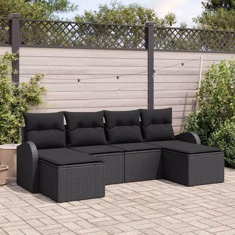 Maison Exclusive - Set da giardino composto da 6 pezzi. Colore: nero. Materiale: rattan sintetico