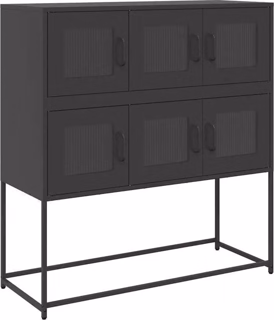 Credenza moderna in metallo nero opaco con design sospeso, L: 100,5 cm, P: 39 cm, H: 107 cm