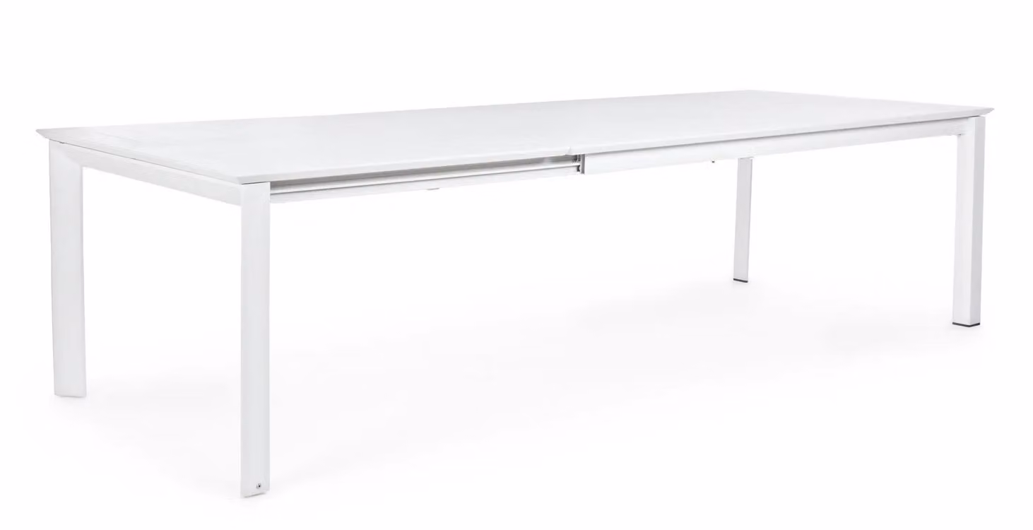 Tavolo allungabile KONNOR in alluminio bianco 200×110 cm – 300×110 cm