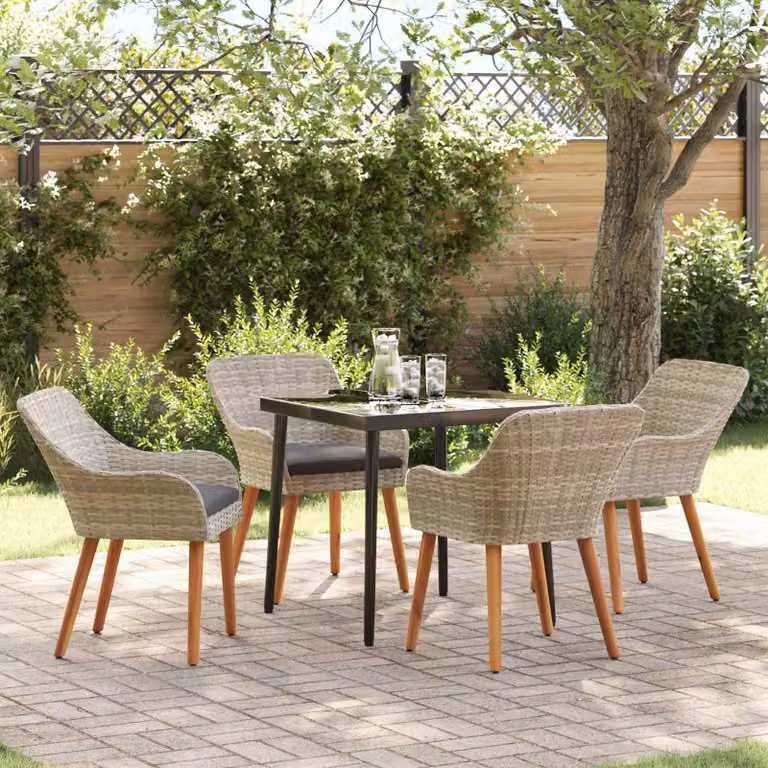 Maison Exclusive - Set da Pranzo per Giardino 5 pcs Grigio chiaro polyrattan