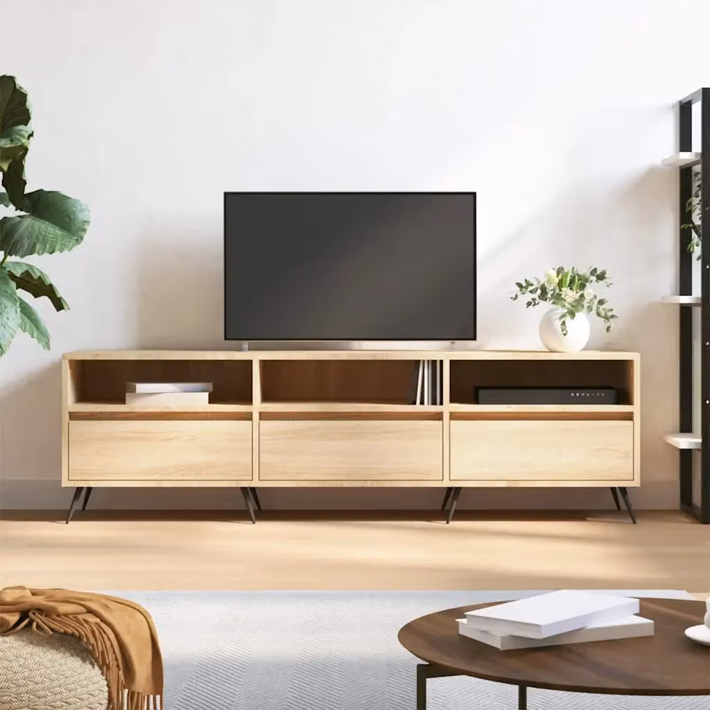 Mobile TV moderno in legno multistrato color rovere sonoma con finitura opaca L/P/H: 150 x 30 x 44,5 cm – 2