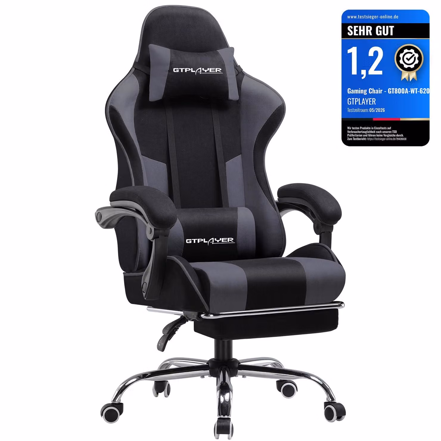 GTPLAYER Sedia da ufficio Sedia da gioco Poltrona da gioco in tessuto Sedia da gioco ergonomica con poggiapiedi, poggiatesta cuscino lombare, sedia da