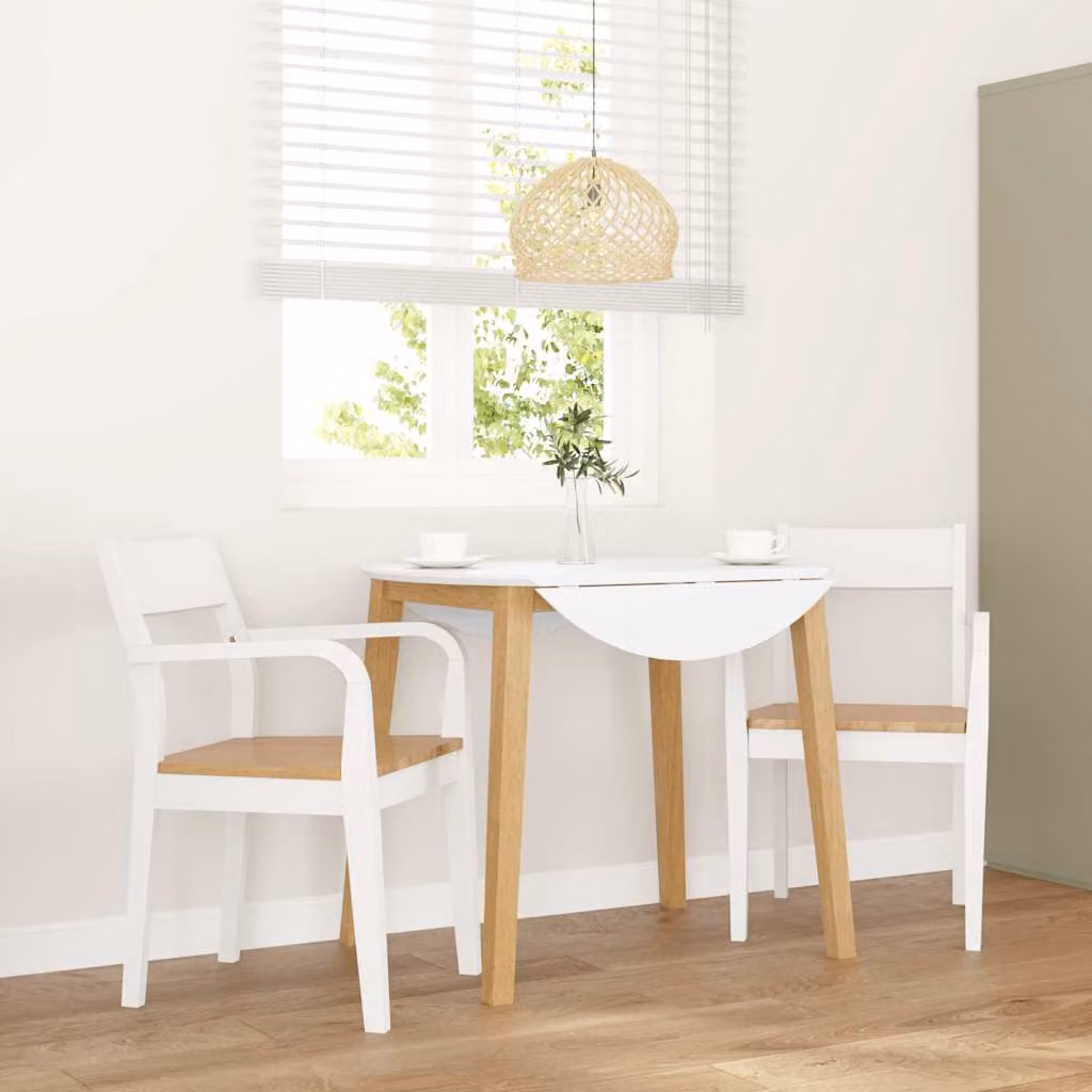 Set di 2 sedie da pranzo moderne vidaXL in legno di hevea bianco lacca