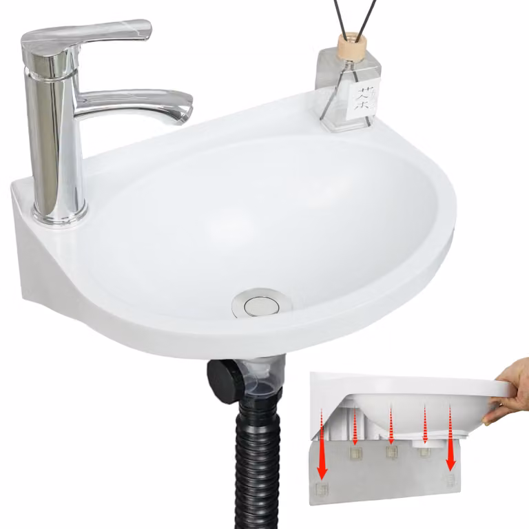 Lavabo da parete compatto, facile da installare