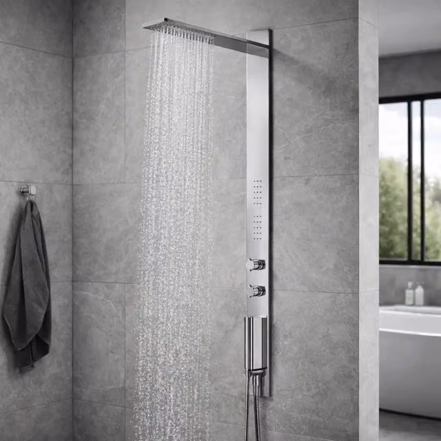 Colonna doccia 011 ad incasso acciaio inox lucida 3 funzioni 2 bocchette idro lombari p50xl12xh140