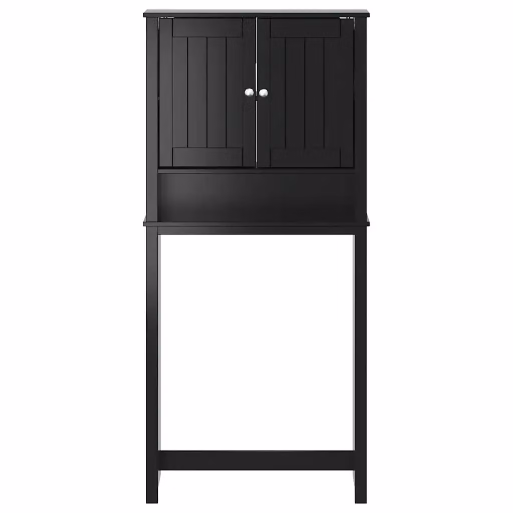 Mobiletto salvaspazio per lavatrice BERG per il bagno con ante a battente e ripiani interni, nero, L: 76 cm, P: 27 cm, H: 164,5 cm – 2