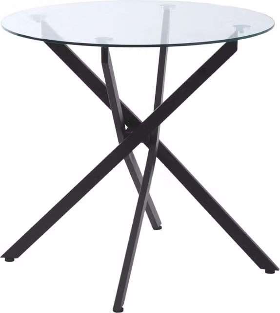 Tavolino rotondo 80x80x75 cm in vetro temperato e struttura in metallo nero