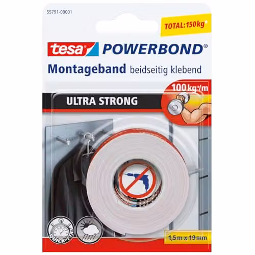 Tesa Nastro Biadesivo Powerbond Ultrastrong - 1.5m x 19mm