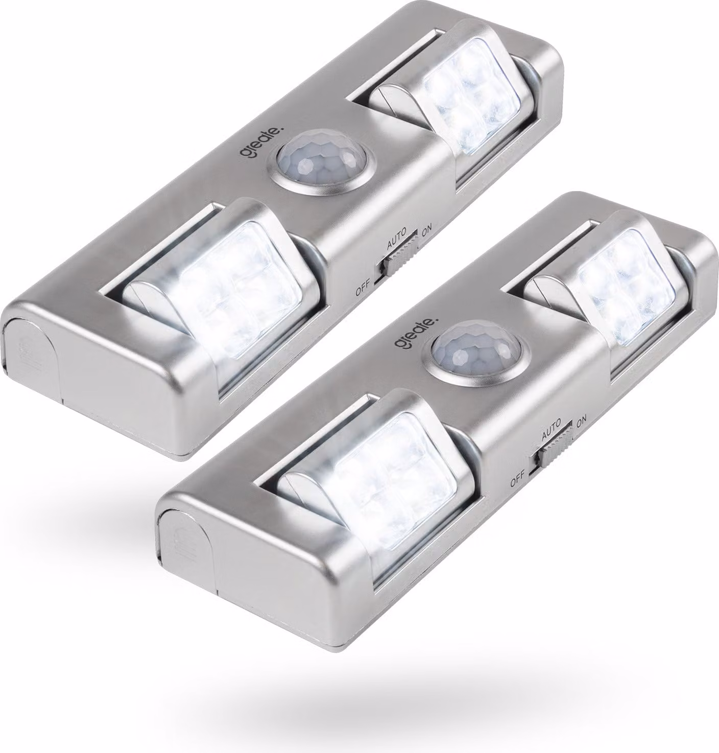 greate 2x striscia luminosa a LED con rilevatore di movimento a batteria - Illuminazione LED per armadi con fascio di luce regolabile