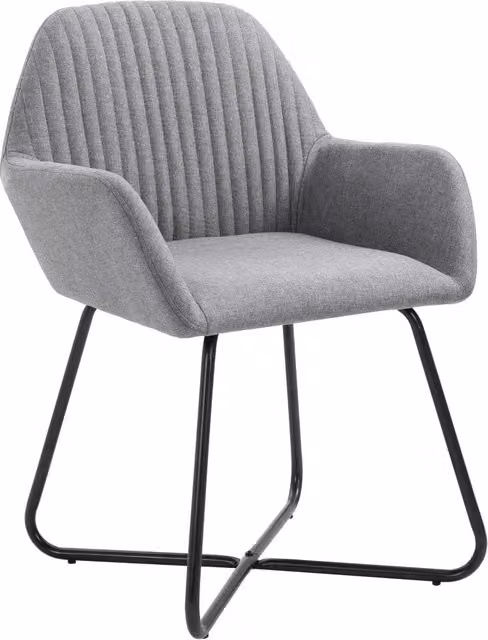 Set di 2 sedie da pranzo moderne in tessuto grigio con struttura in metallo e plastica