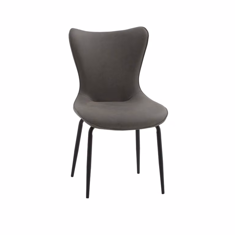 Set di 4 sedie BONDI BEACH in similpelle grigio e gambe in metallo nero