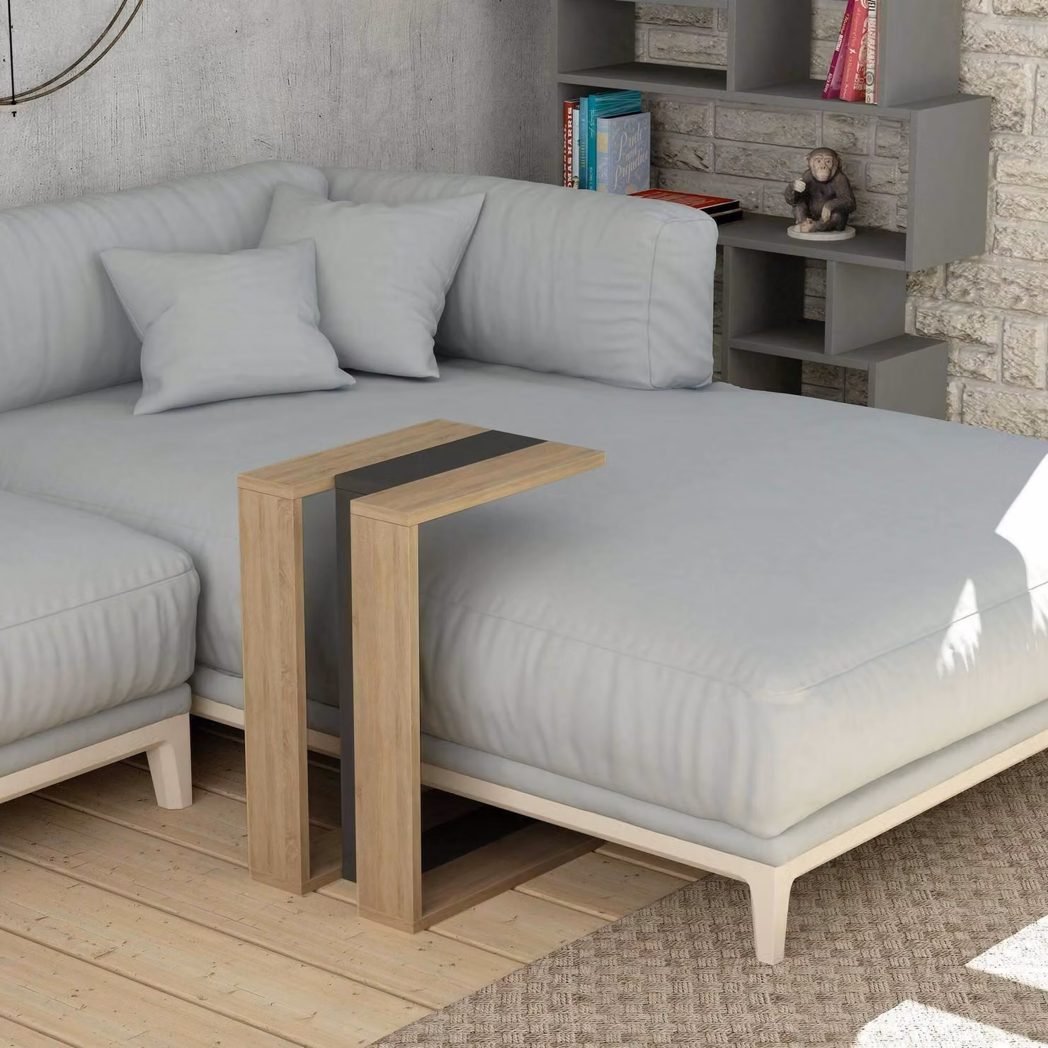 Dmora Tavolino da Salotto Orione 40x30x57h cm Nero Antracite, Portariviste Forma Rettangolare