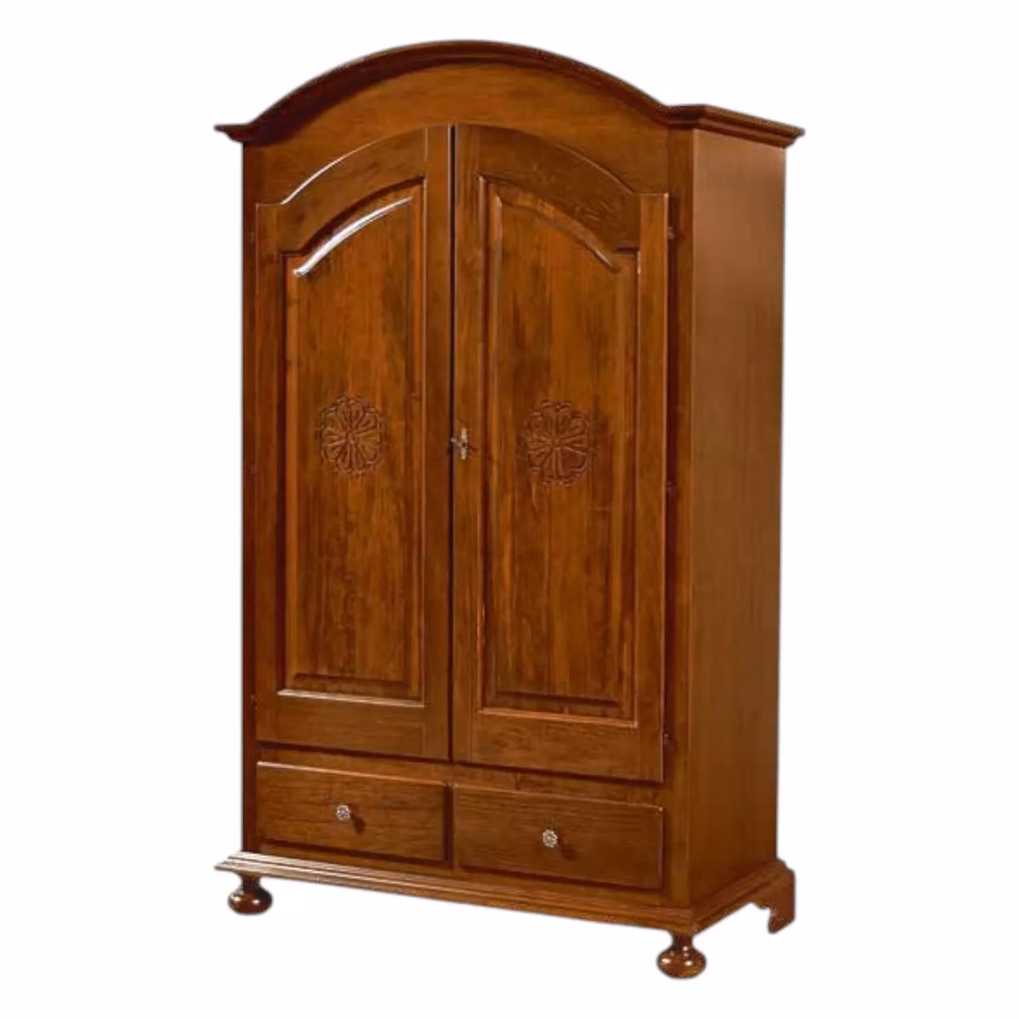 Armadio a 2 ante in legno stile arte povera con incisione floreale Mobili 2G colore noce L 125 cm, P 61 cm, H 200 cm – 1
