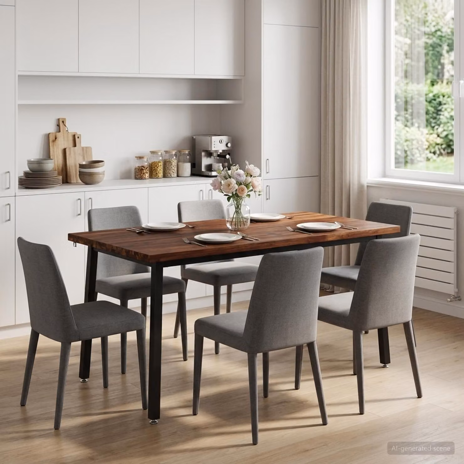 vidaXL Tavolo da pranzo rettangolare moderno in legno di acacia e metallo, L: 160 cm, P: 80 cm, H: 75 cm, Marrone e Nero