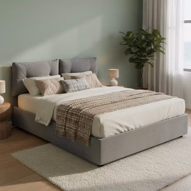 Letto Matrimoniale Artrax Talamo Italia Grigio con Contenitore a Alzata L/P/H: 160 x 200 x 175 cm