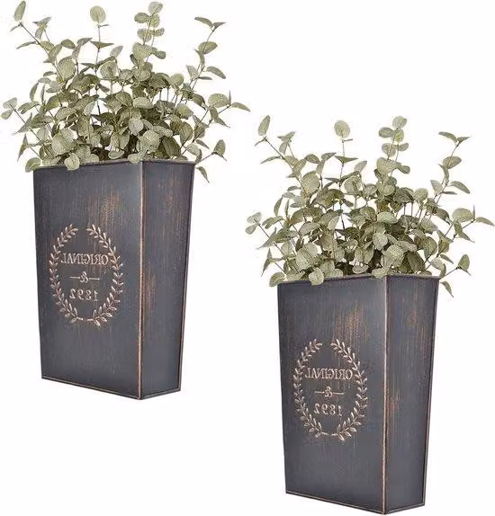 Fioriere in metallo per interni o esterni | Supporti per fiori in stile rustico | Set di 2 accessori per fiori in stile rustico per interni ed esterni