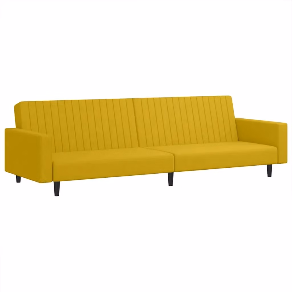 Divano Letto Click Clack vidaXL in Velluto Giallo con Struttura in Legno Solido e Poggiatesta Regolabile