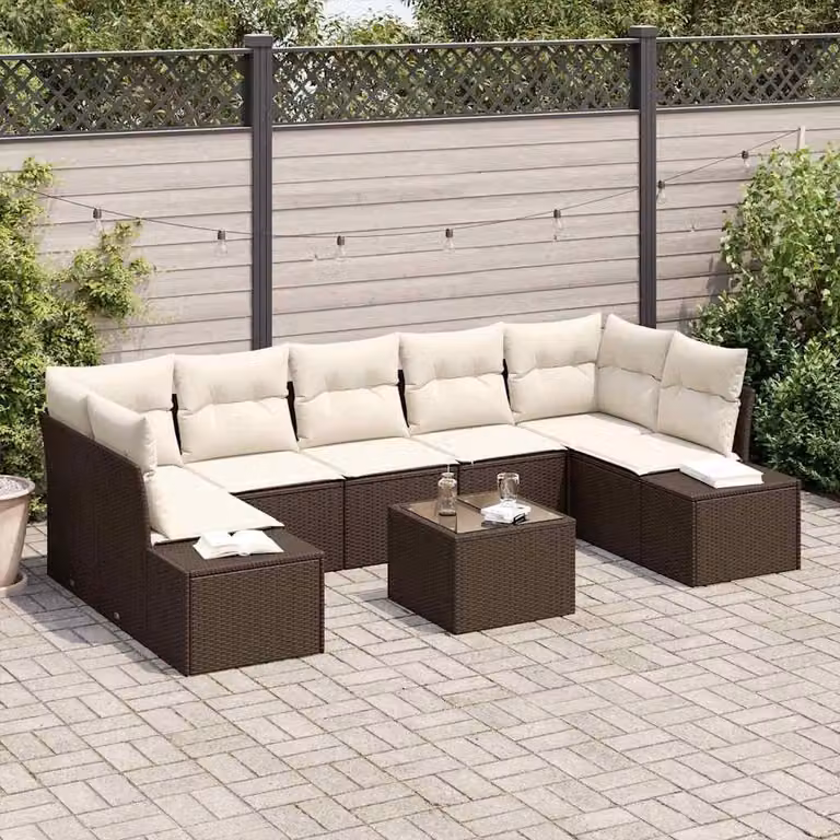 Maison Exclusive - Set di divani da esterno, 8 pezzi, color marrone [Materiale sintetico]: rattan sintetico