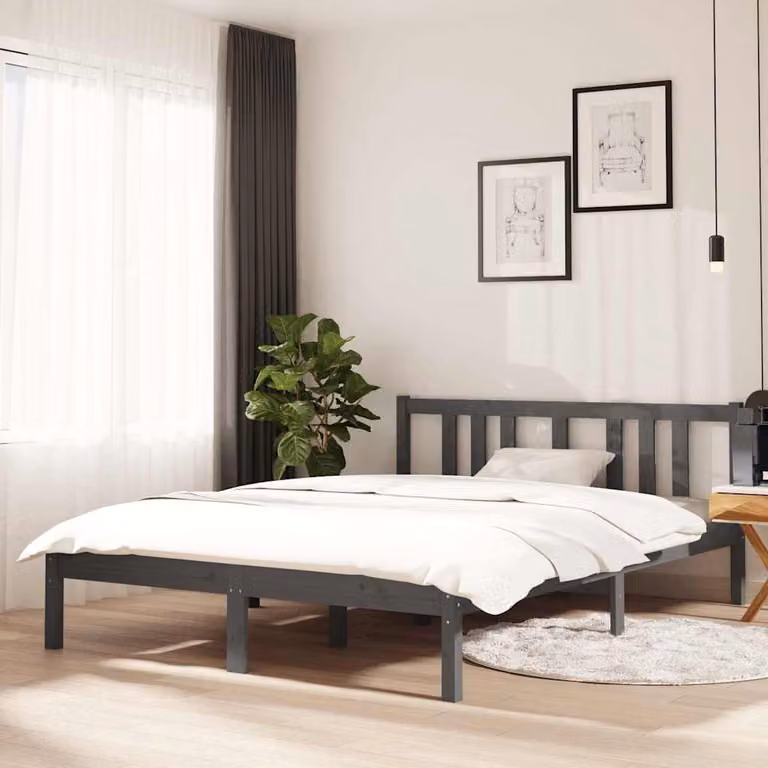 Giroletto vidaXL in legno massello di pino grigio L: 140,5 cm, P: 195,5 cm, H: 69,5 cm