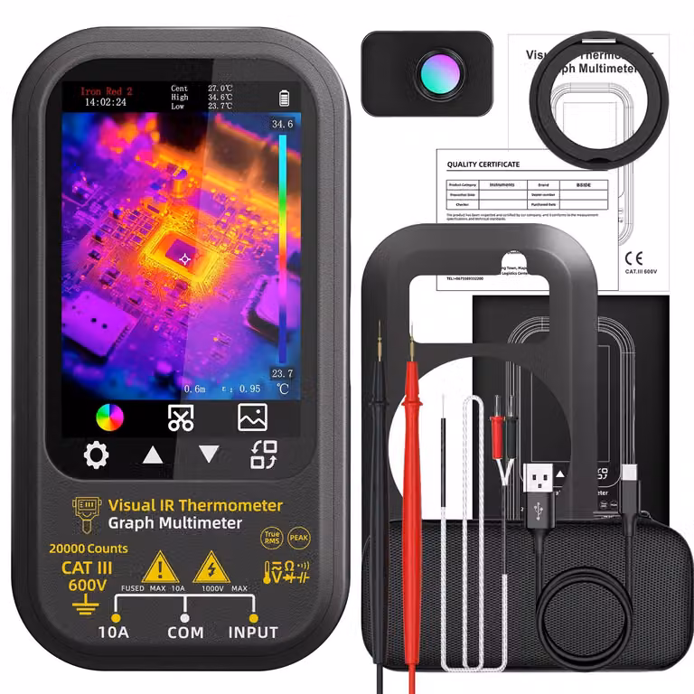 Multimetro termico, risoluzione termica 320x240, display LCD touch screen rotante a 360 gradi, modello SH6 con obiettivo macro