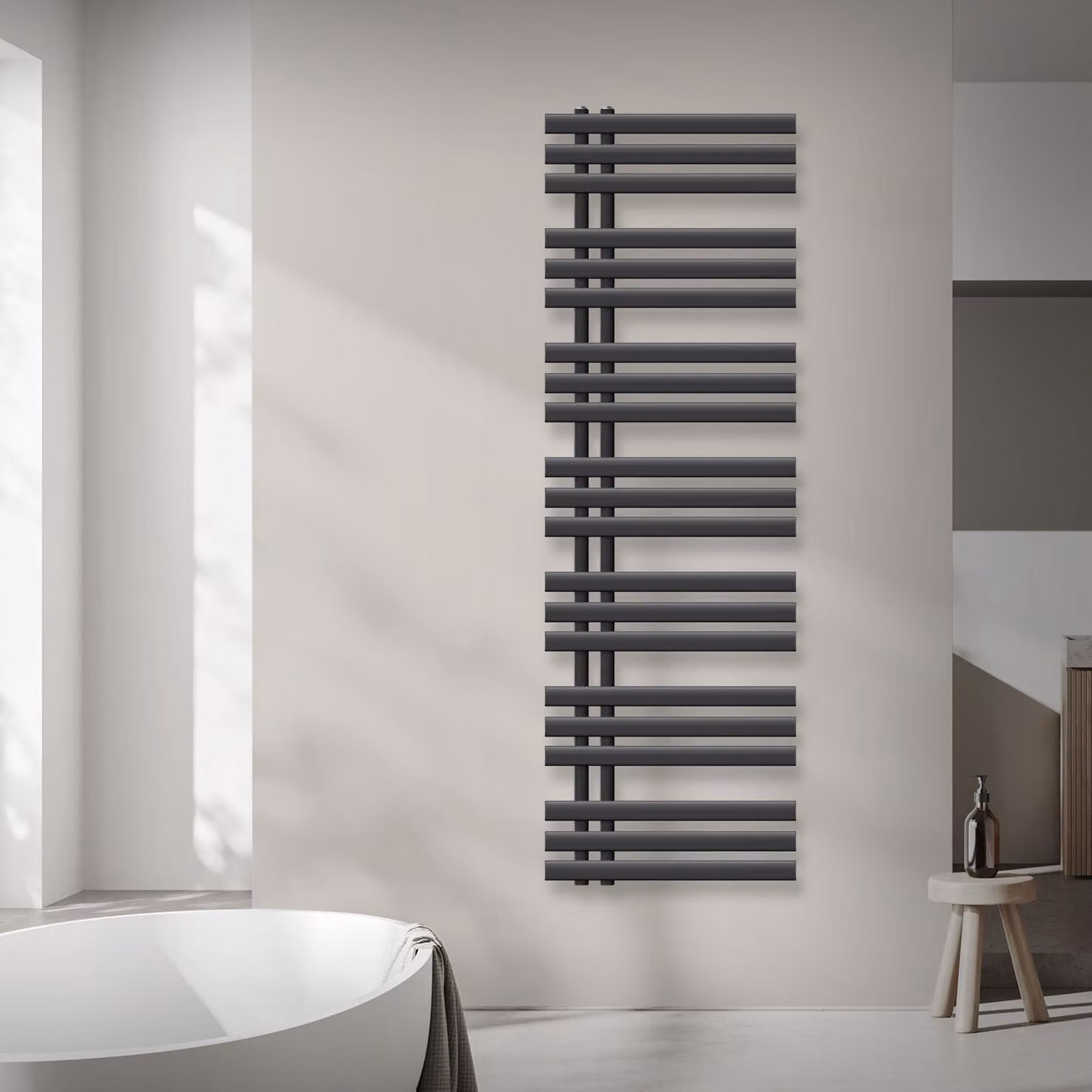 Radiatore da bagno LuxeBath design, 500x1600 mm, antracite, incl. set di montaggio, senza elemento riscaldante