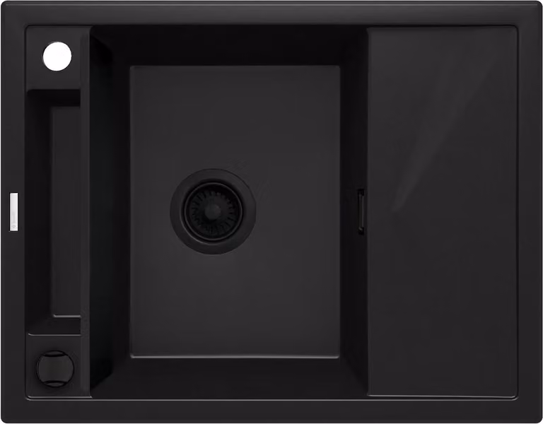 Design Magnetic Nero granito 1K lavello Senza 640X500X219, 3,5" + Accessori Nero salvaspazio