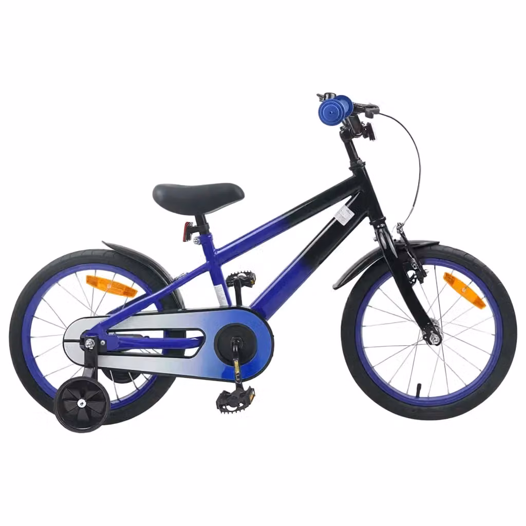 Bicicletta per bambini da 16 pollici in metallo e gomma, disponibile nei colori nero e blu – 2