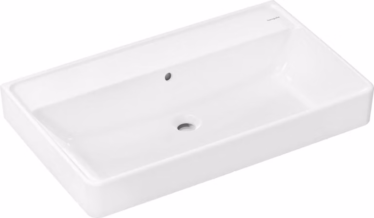 hansgrohe Xanuia Q lavabo à poser, sans trou pour robinet, avec trop-plein, poli, 800x480mm, blanc, 60251450, 60251450