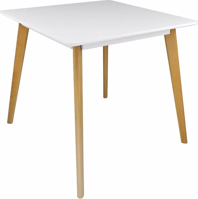 Tavolo da cucina quadrato SAMIRA bianco e faggio in stile scandinavo L: 80 cm, P: 80 cm, H: 75 cm