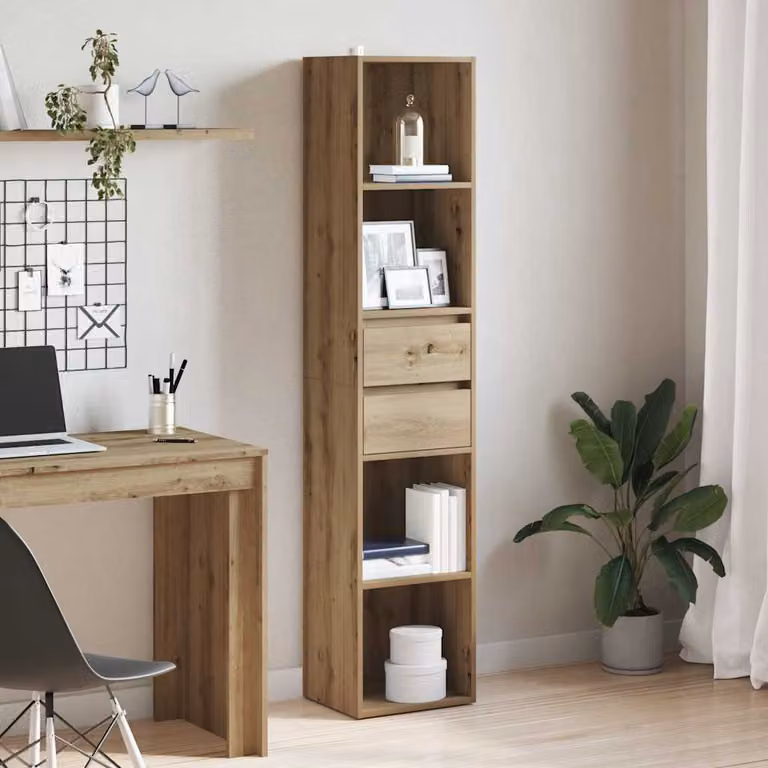 Libreria moderna vidaXL in legno e MDF marrone, da appendere al muro, L 36 cm x P 30 cm x H 171 cm