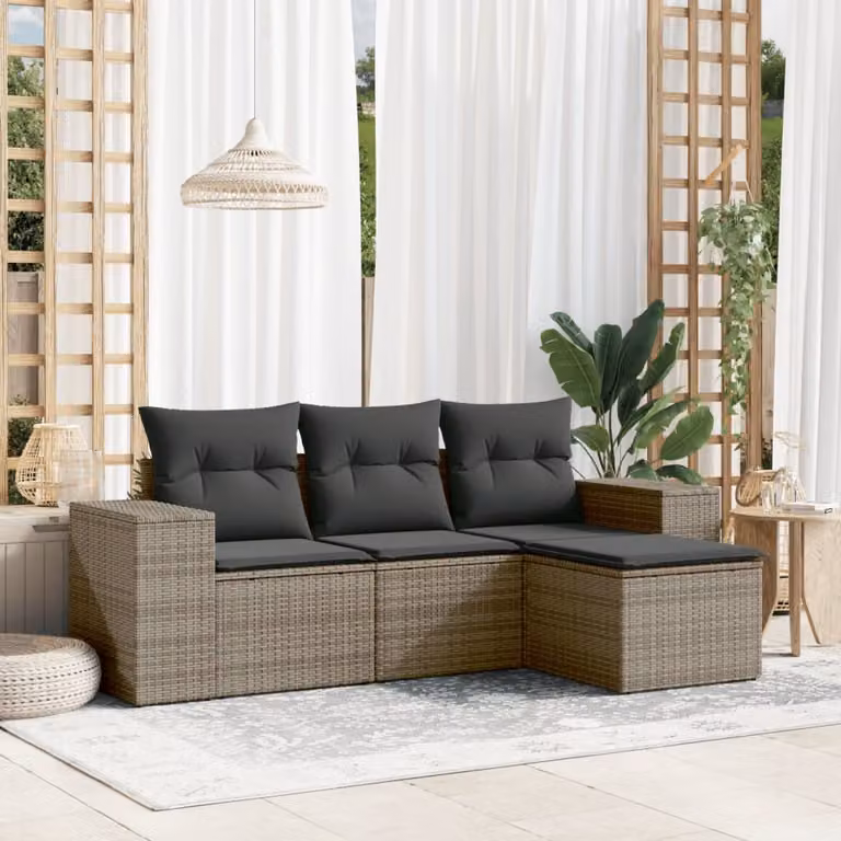 vidaXL Set Divani da Giardino a L con Cuscini Grigio
